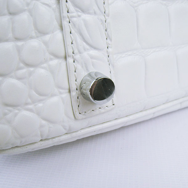 High Quality Fake Hermes Birkin 35CM Max Crocodile Veins Leather Bag White 6089